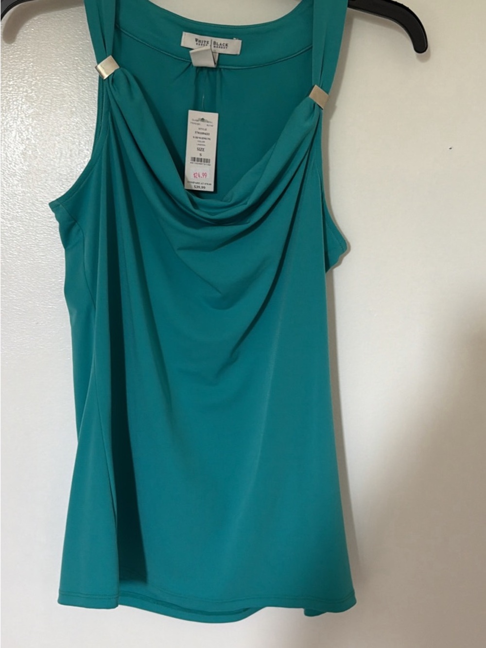 White House Black Market Teal Draped-Scoop Sleeveless Top